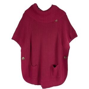 NWT Coldwater Creek red garnet button ribbed turtleneck sweater petite small